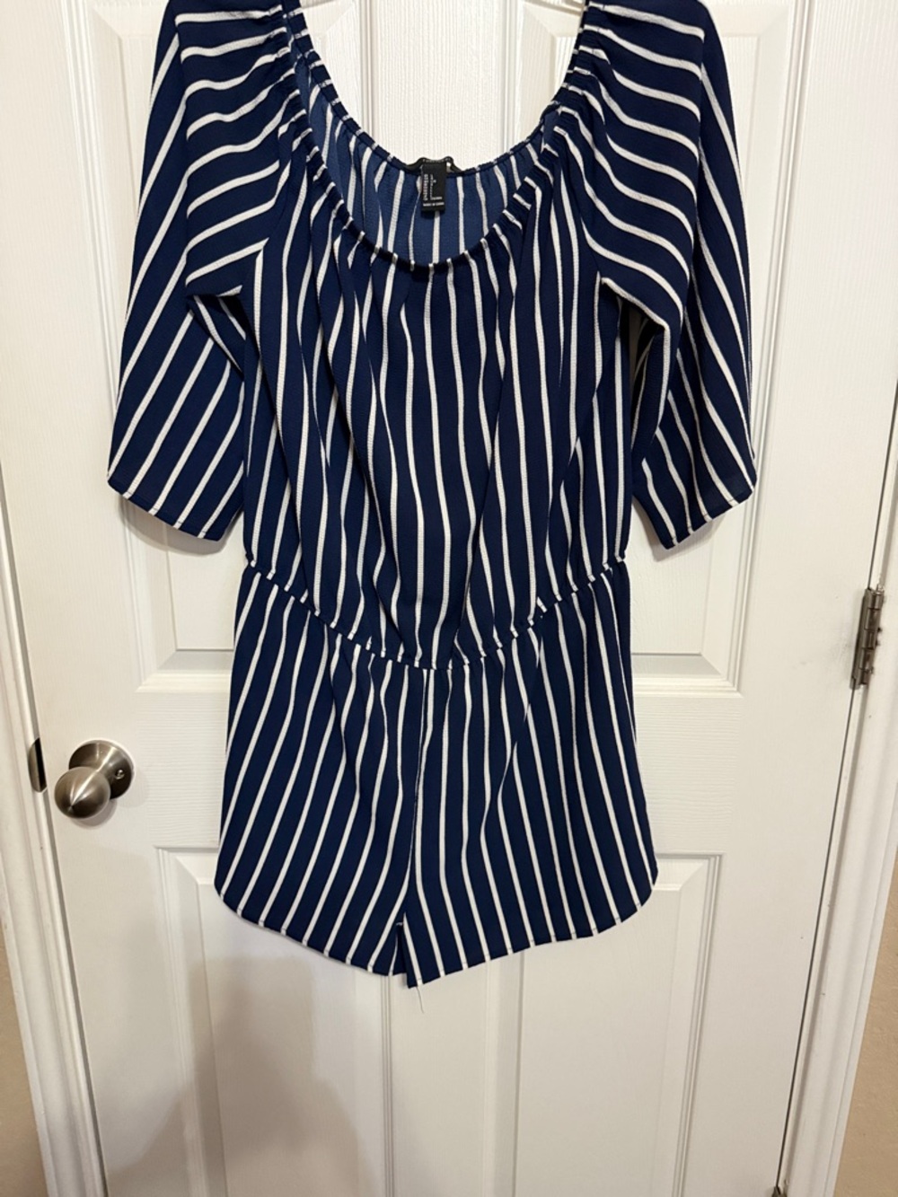 Forever 21 Navy and White Striped Romper